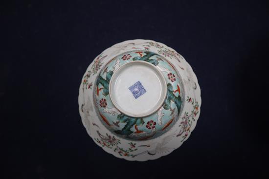A Chinese yellow ground bowl and another largest diameter 19cm